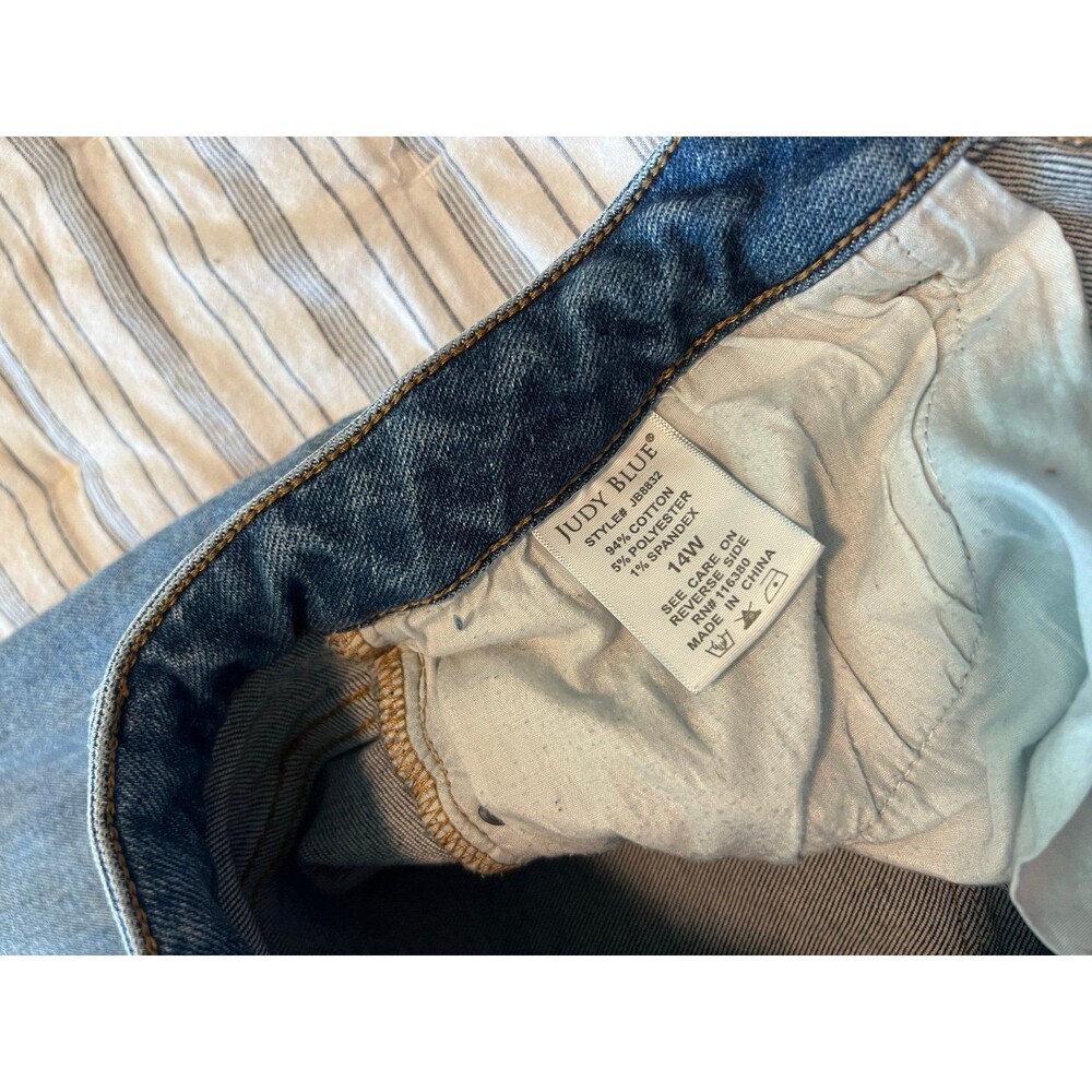 Judy Blue Denim - Distressed Gingham Patchwork High-Rise Skinny Jeans Size 14 - Picture 12 of 12